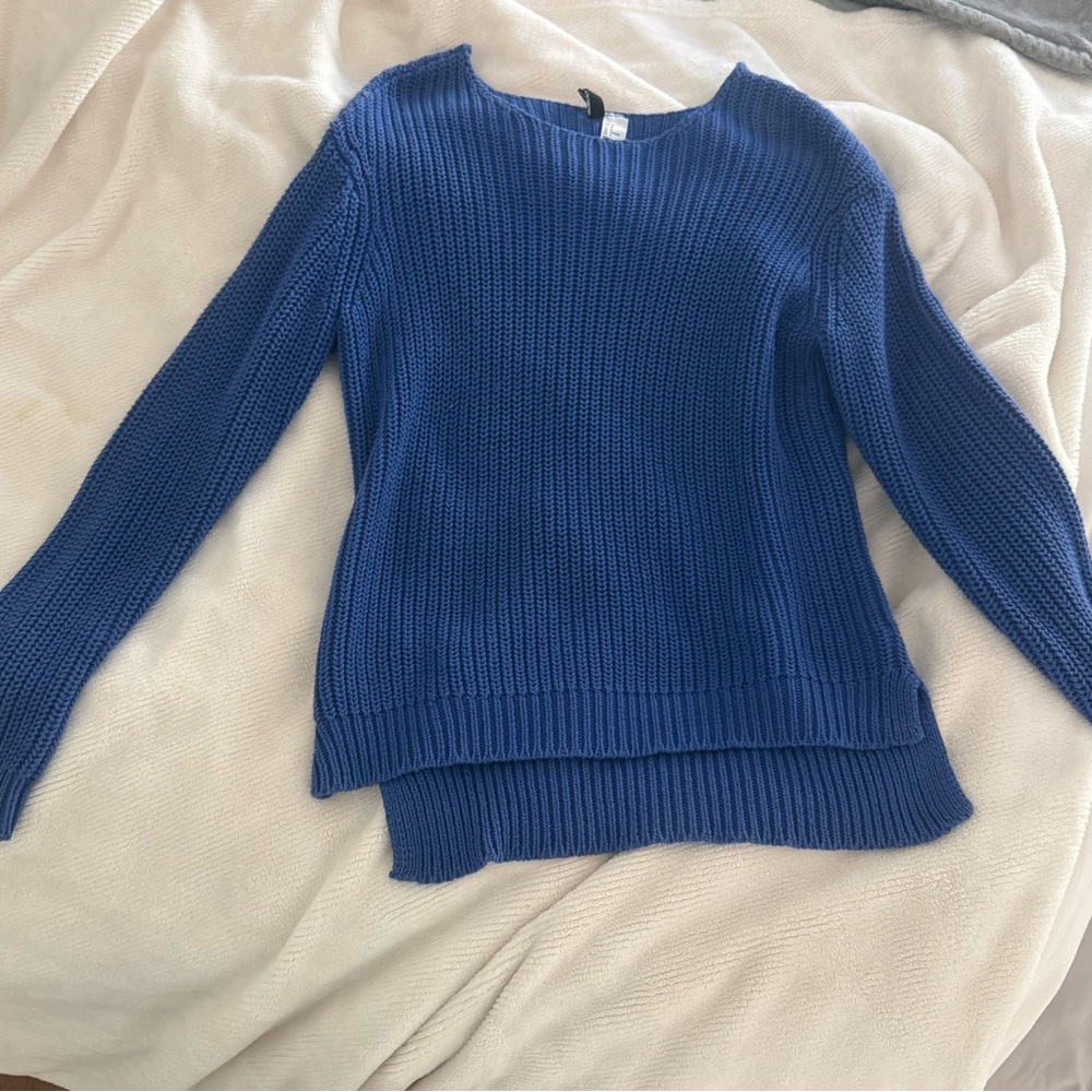 Classic Blue Crew Neck Knit Oversized Sweater